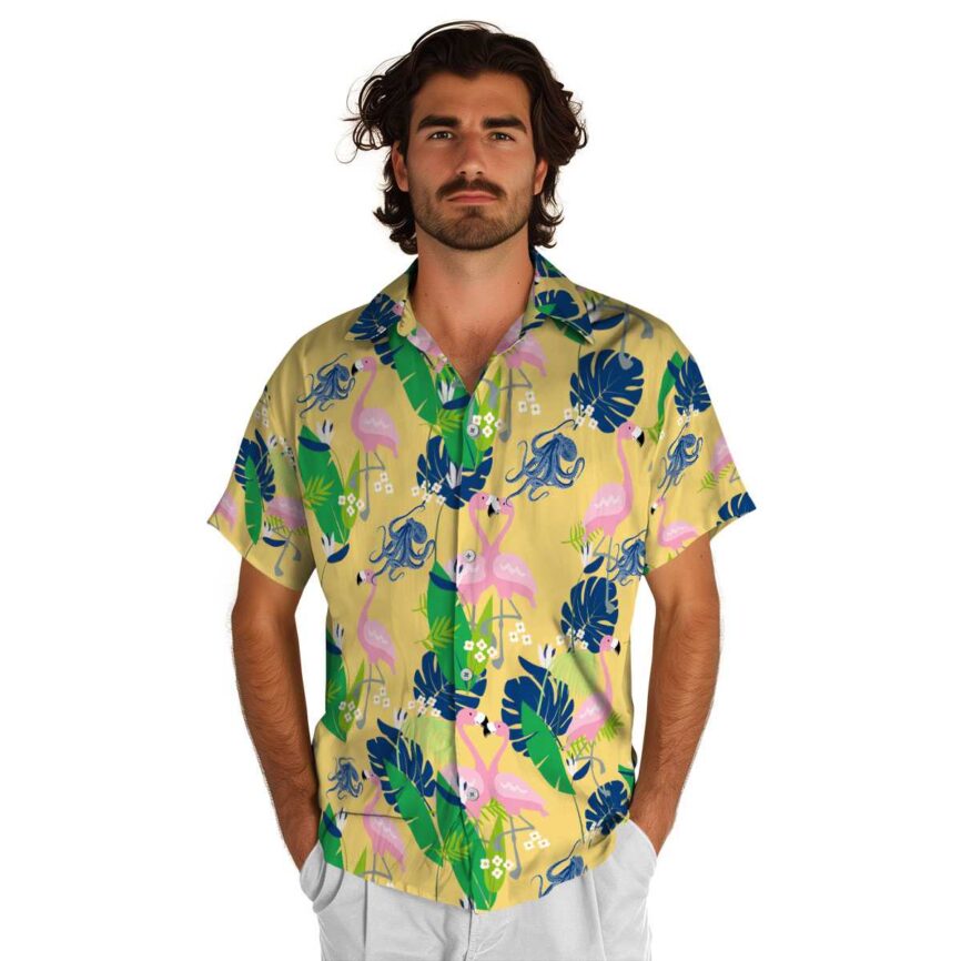 Octopus Flamingo Leaf Hawaiian Shirt New Arrival