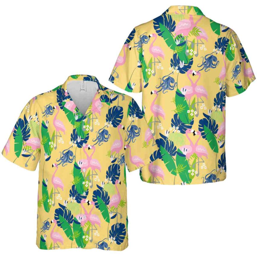 Octopus Flamingo Leaf Hawaiian Shirt Premium grade