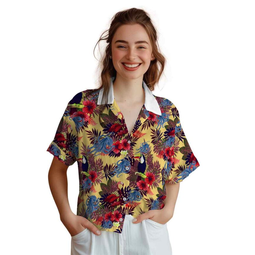 Octopus Tropical Bird Hawaiian Shirt Top rated