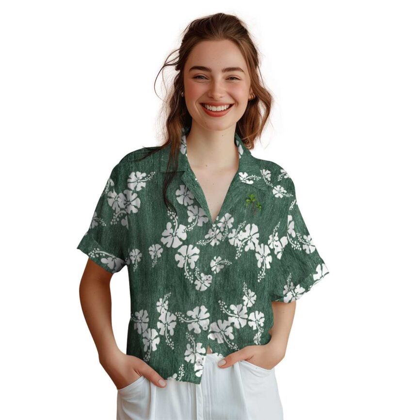 Palm Tree Hibiscus Blossom Hawaiian Shirt Top rated