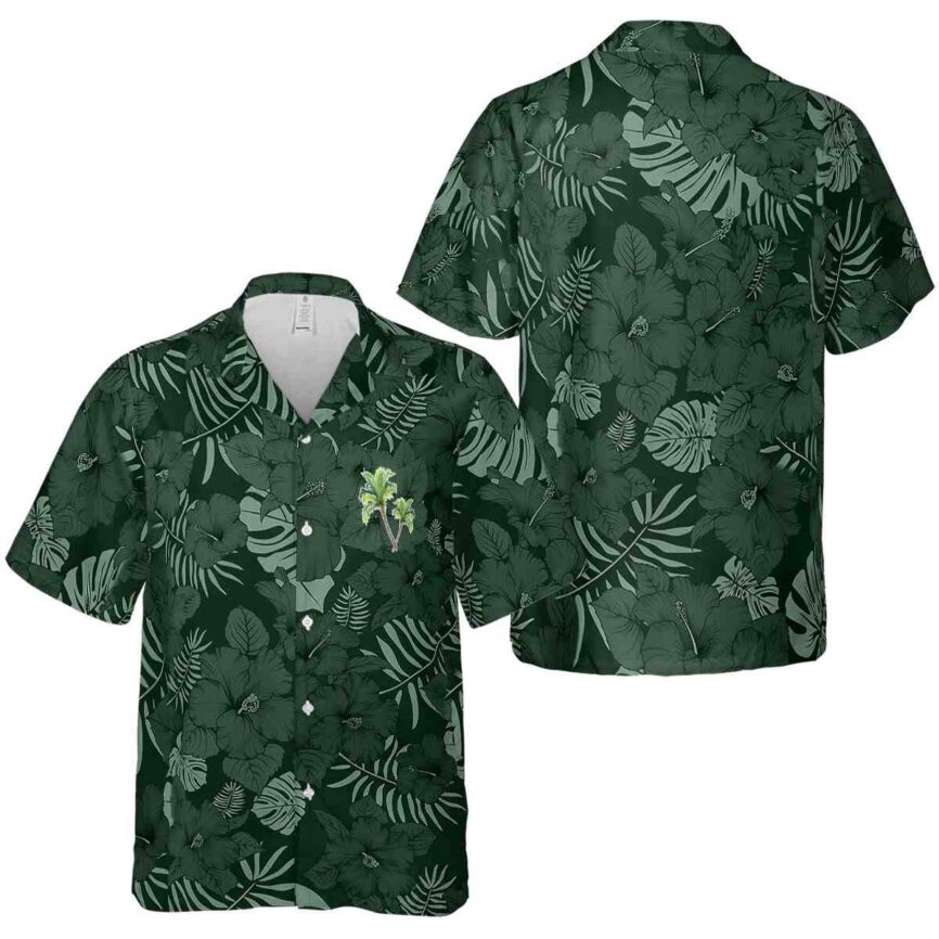 Palm Tree Monochrome Floral Hawaiian Shirt Premium grade