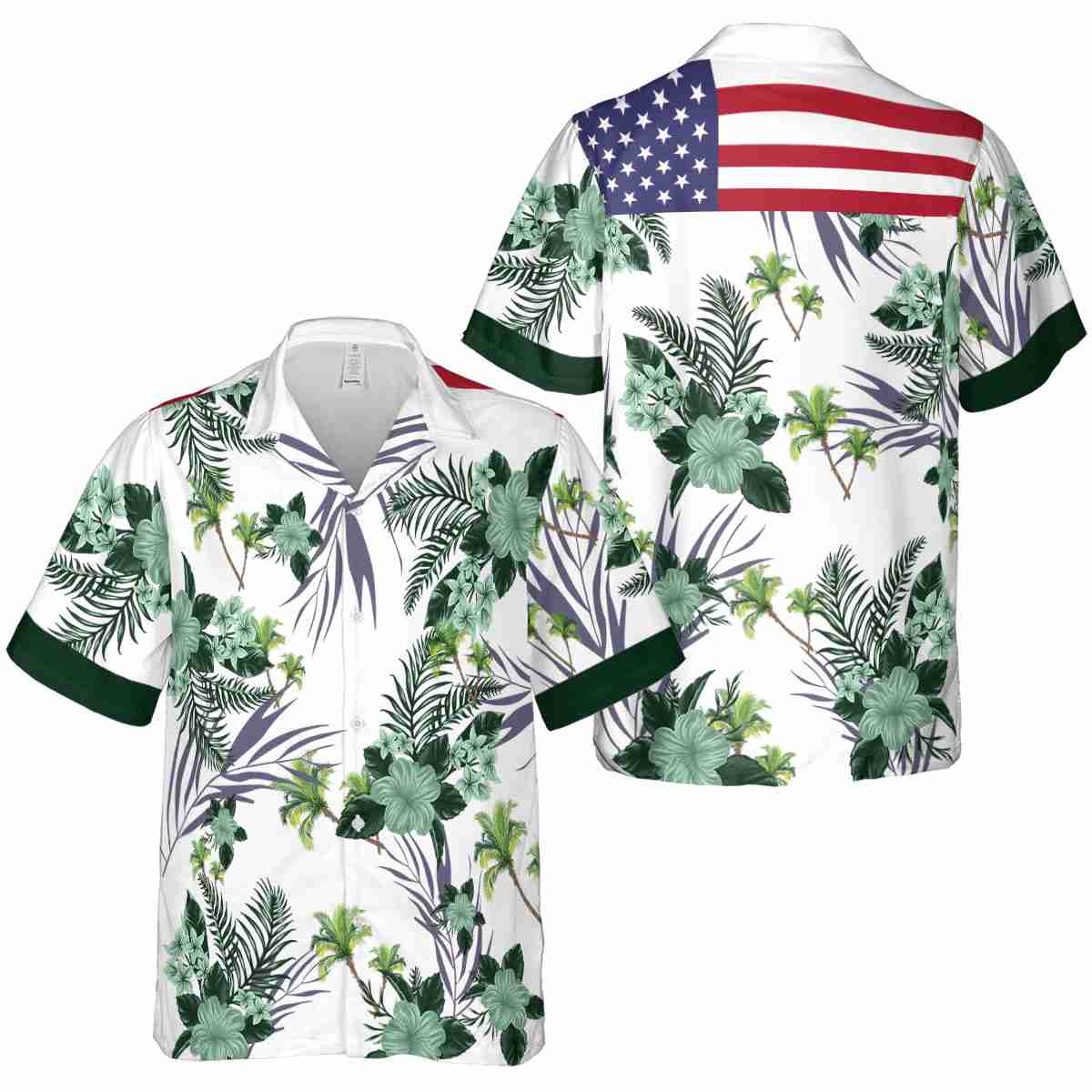 Palm Tree US Flag Floral Hawaiian Shirt Premium grade Palm Tree US Flag Floral Hawaiian Shirt Premium grade