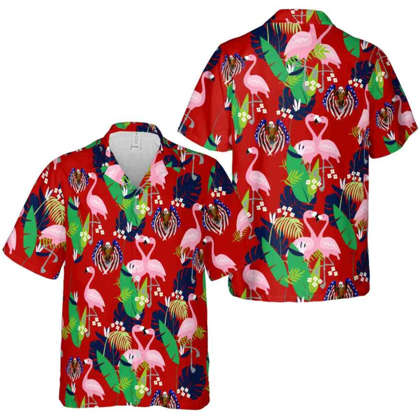 Patriotic Flamingo Leaf Hawaiian Shirt Premium grade