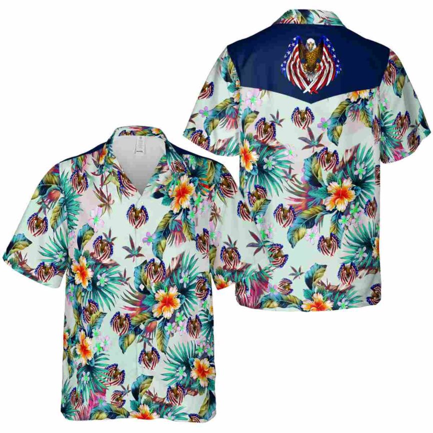 Patriotic Floral Burst Hawaiian Shirt Premium grade