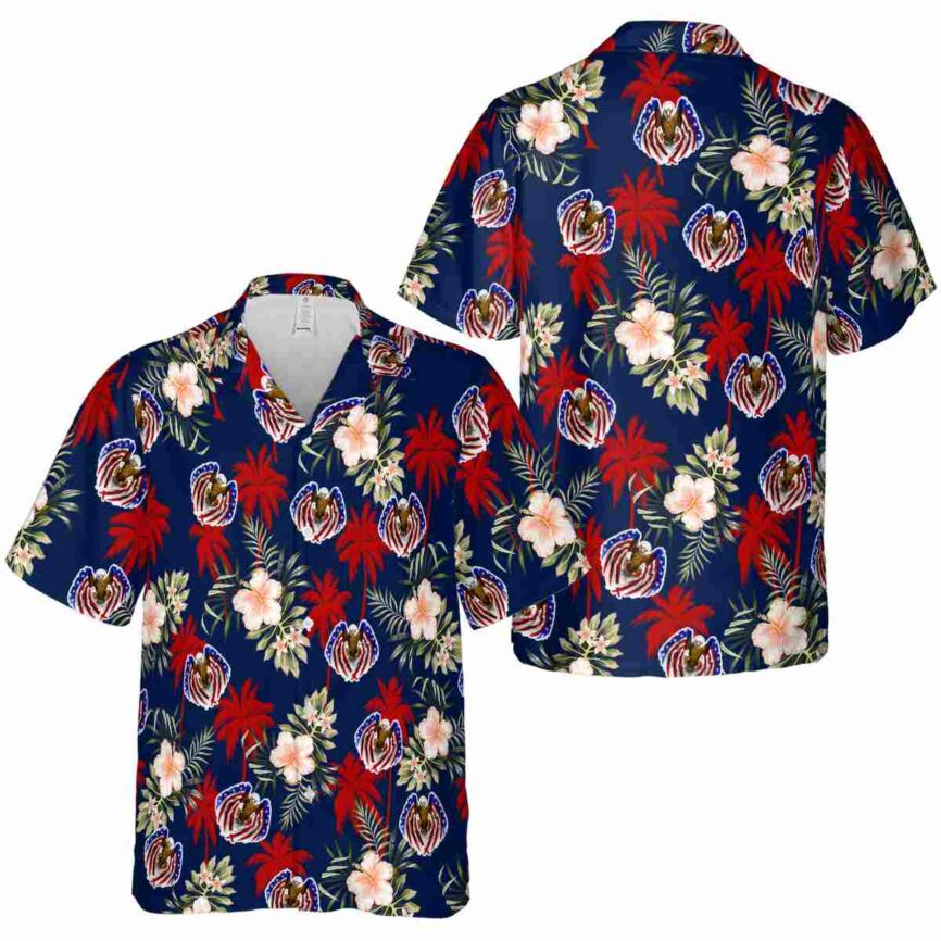 Patriotic Hibiscus Palm Hawaiian Shirt Premium grade
