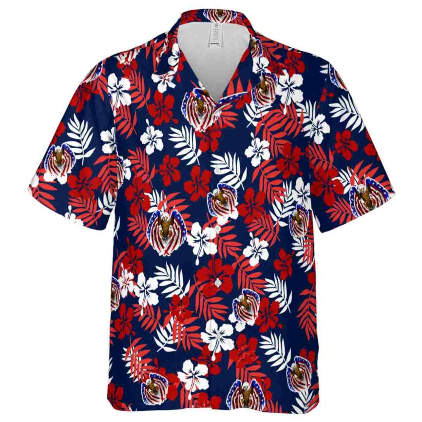 Patriotic Leafy Hibiscus Hawaiian Shirt Fashion forward