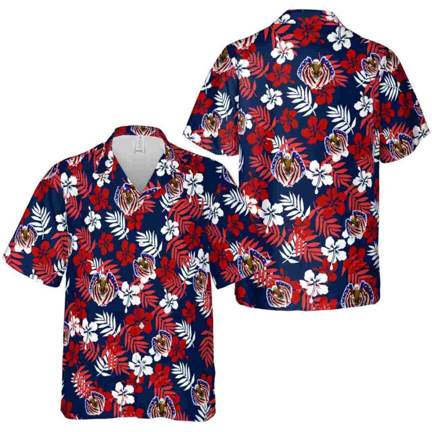 Patriotic Leafy Hibiscus Hawaiian Shirt Premium grade
