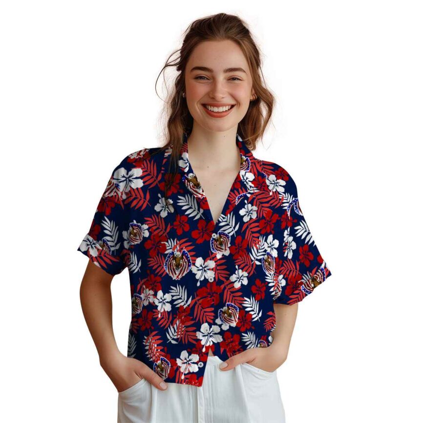 Patriotic Leafy Hibiscus Hawaiian Shirt Top rated