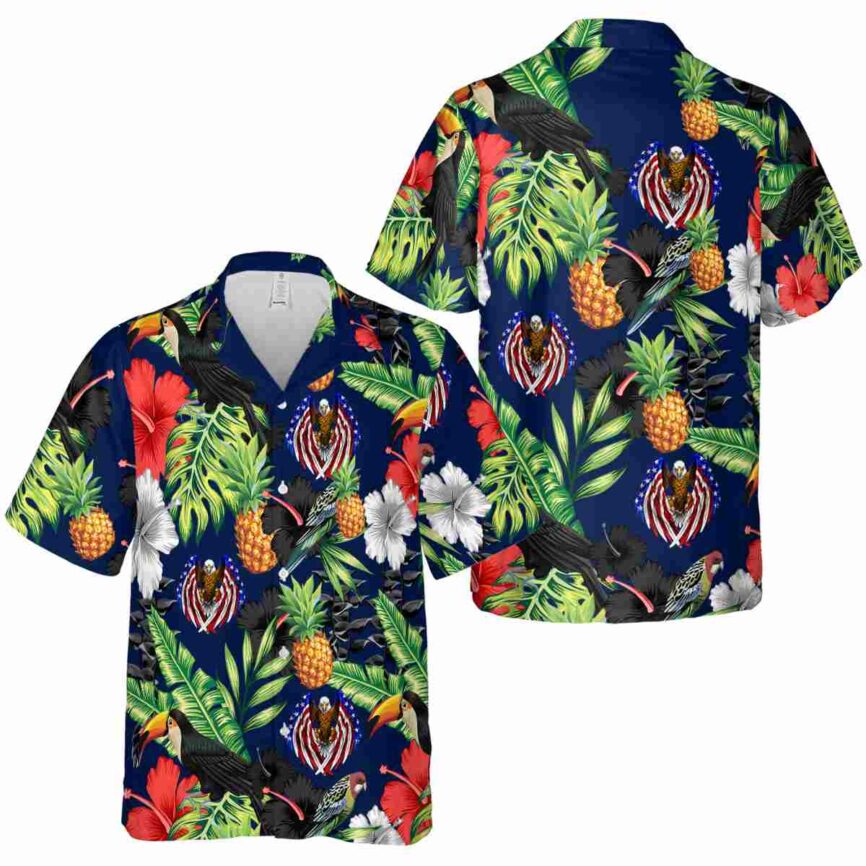 Patriotic Leafy Toucan Hawaiian Shirt Premium grade