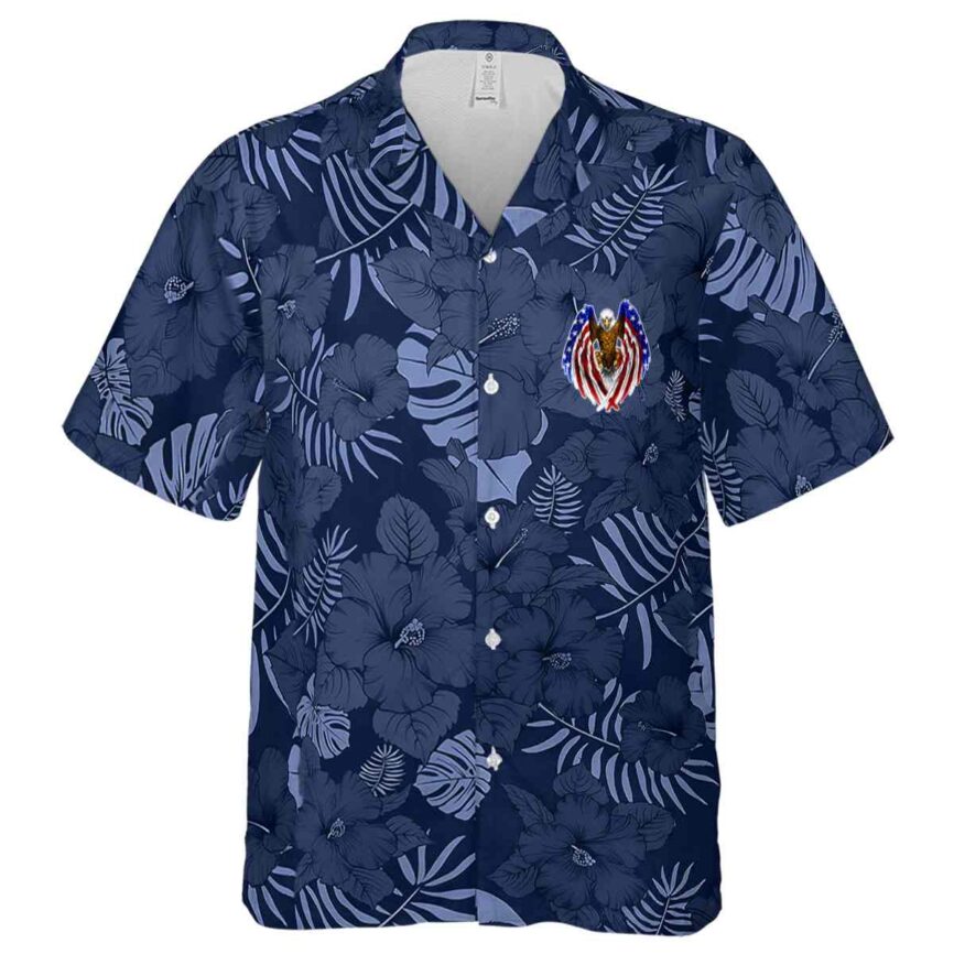 Patriotic Monochrome Floral Hawaiian Shirt Fashion forward