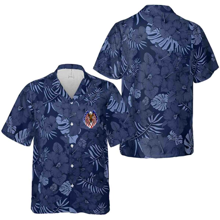 Patriotic Monochrome Floral Hawaiian Shirt Premium grade