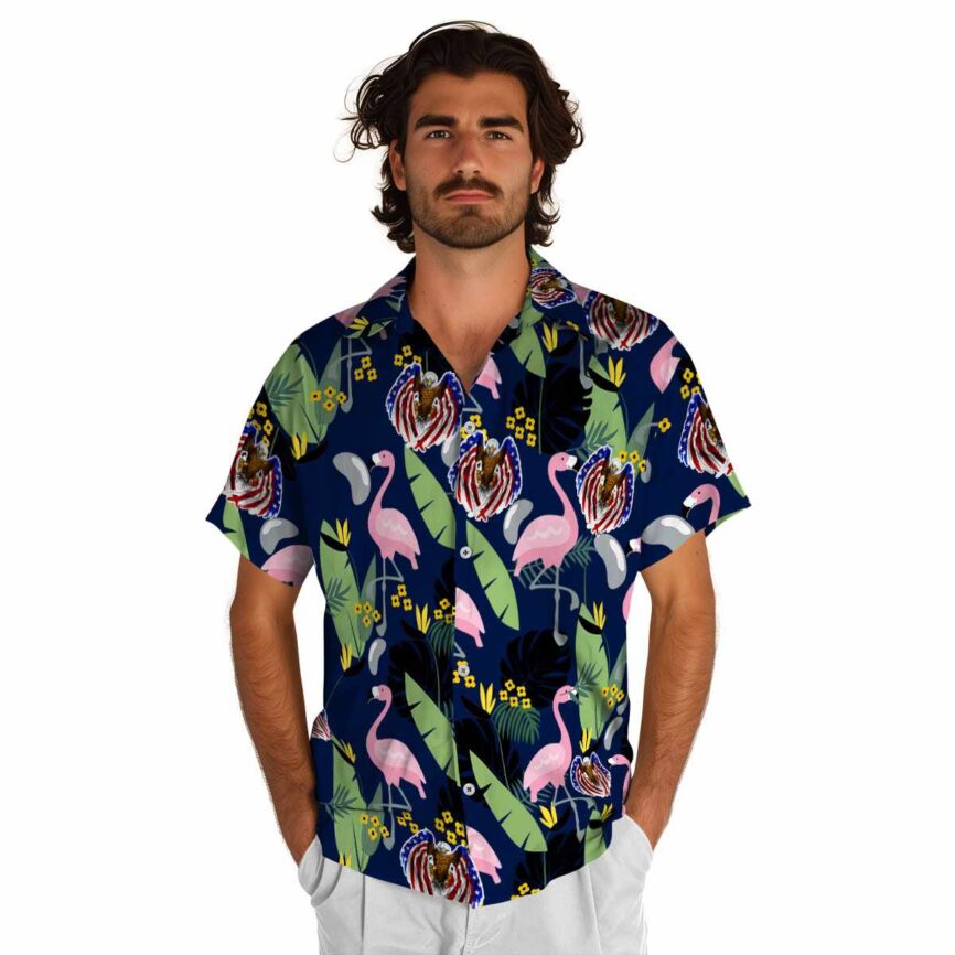 Patriotic Pink Flamingo Hawaiian Shirt New Arrival