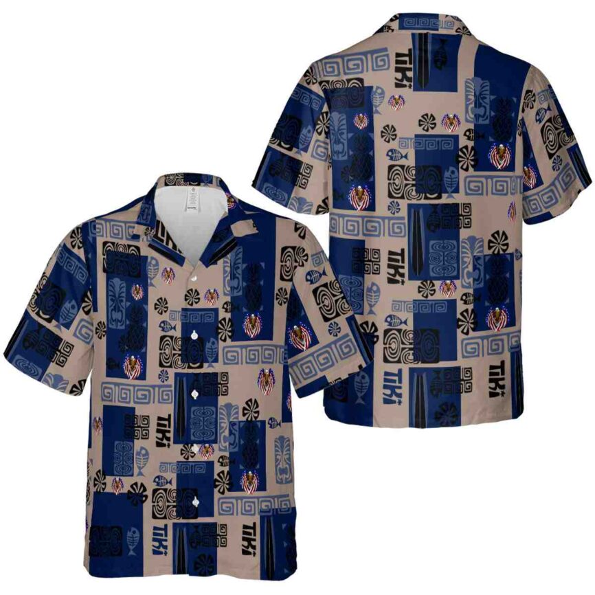 Patriotic Tiki Motifs Hawaiian Shirt Premium grade