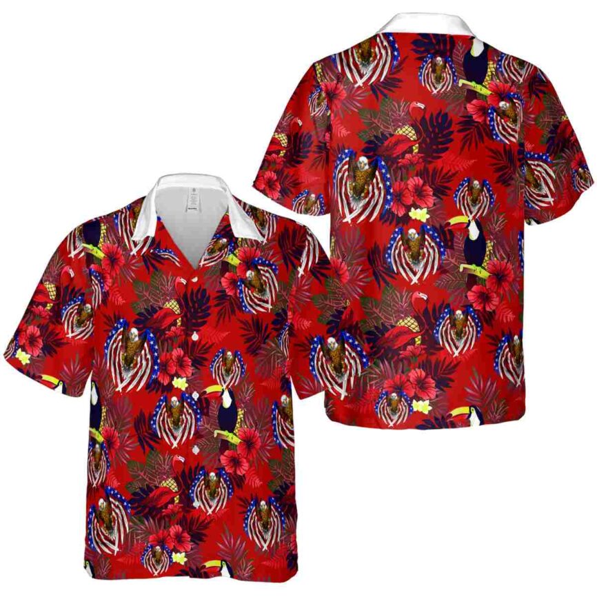 Patriotic Tropical Bird Hawaiian Shirt Premium grade