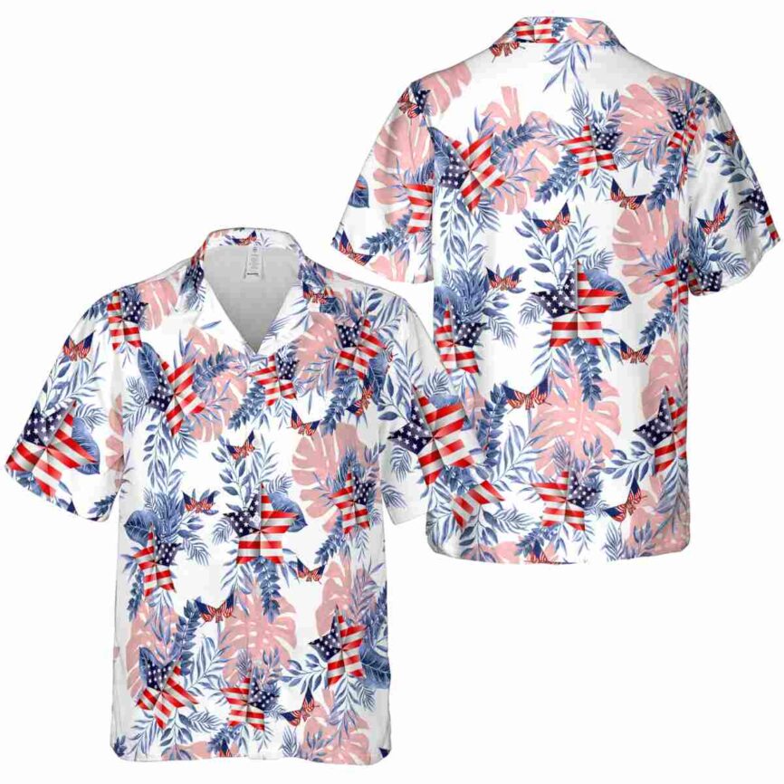 Patriotic Tropical Fronds Hawaiian Shirt Premium grade