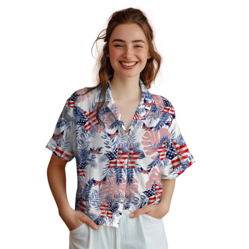 Patriotic Tropical Fronds Hawaiian Shirt Top rated