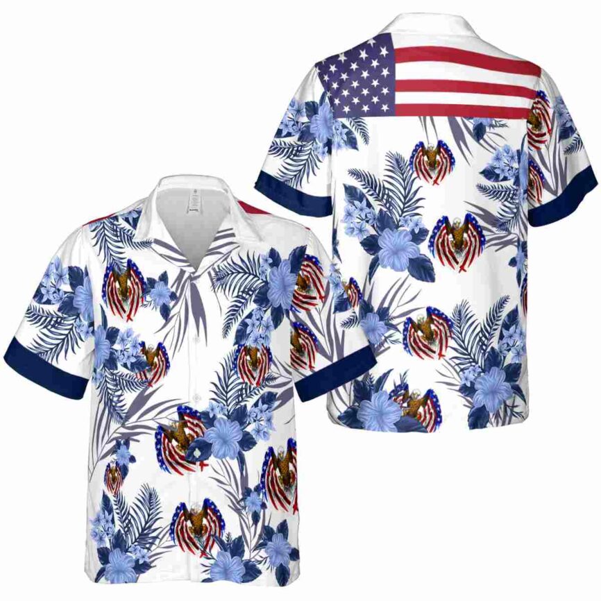 Patriotic US Flag Floral Hawaiian Shirt Premium grade