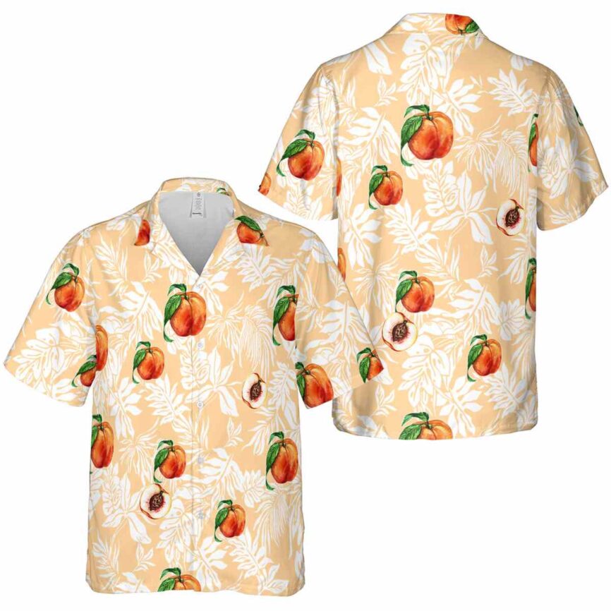 Peach Bold Foliage Hawaiian Shirt Premium grade