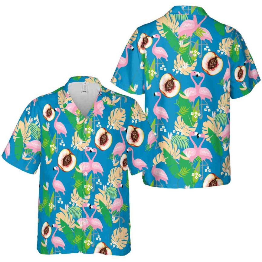 Peach Flamingo Leaf Hawaiian Shirt Premium grade