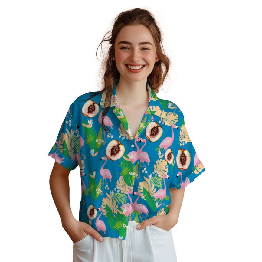 Peach Flamingo Leaf Hawaiian Shirt Top rated