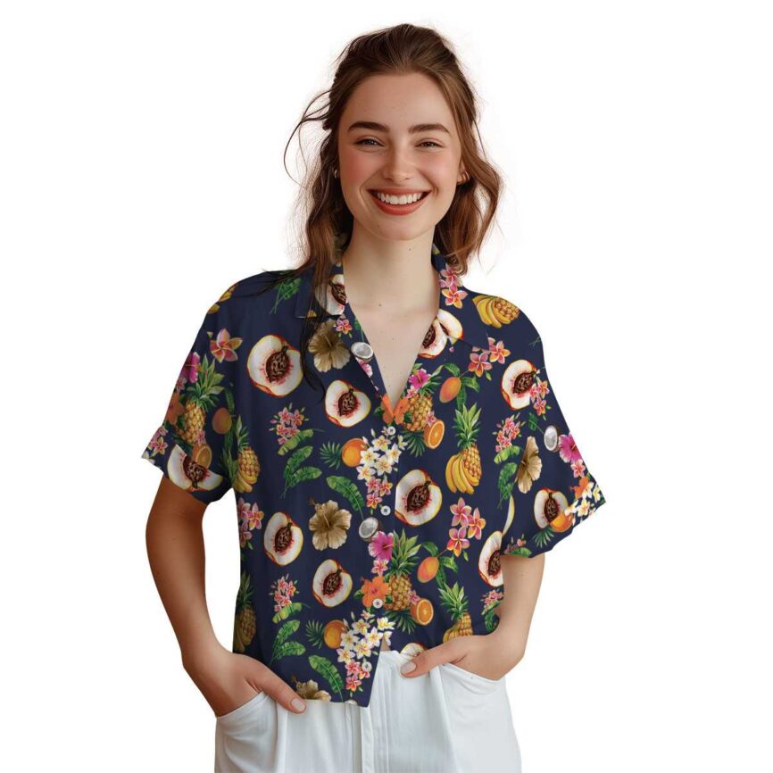 Peach Fruit Pattern Hawaiian Shirt Top rated