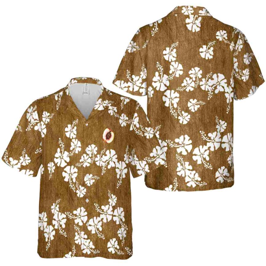 Peach Hibiscus Blossom Hawaiian Shirt Premium grade
