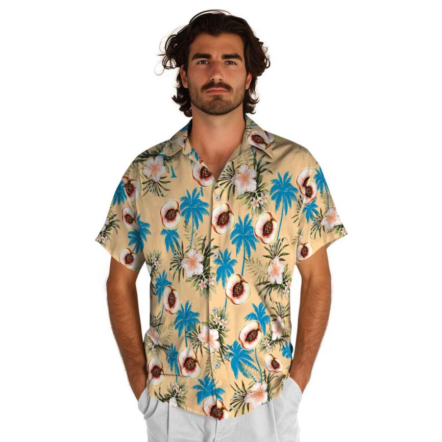 Peach Hibiscus Palm Hawaiian Shirt New Arrival
