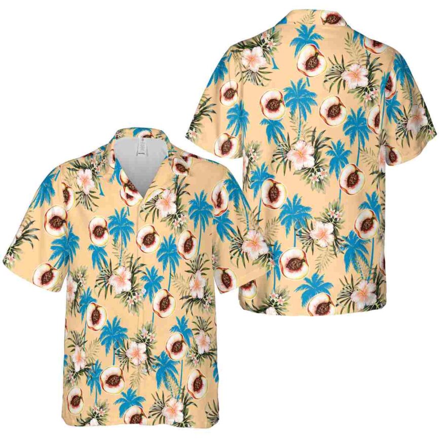 Peach Hibiscus Palm Hawaiian Shirt Premium grade