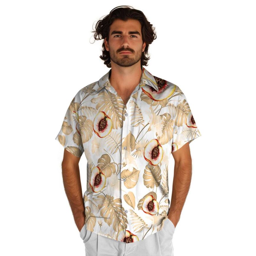 Peach Leaf Pattern Hawaiian Shirt New Arrival