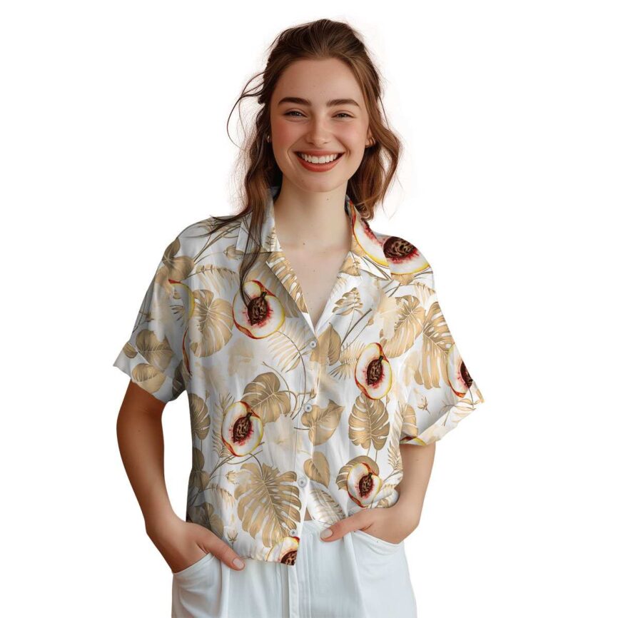 Peach Leaf Pattern Hawaiian Shirt Top rated