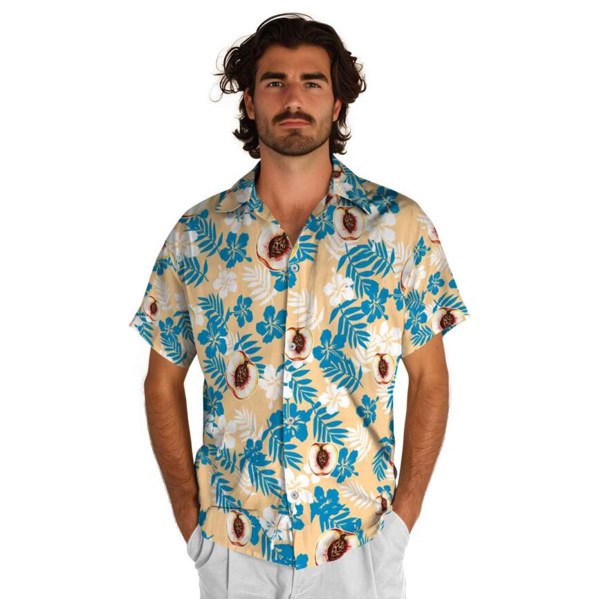 Peach Leafy Hibiscus Hawaiian Shirt New Arrival