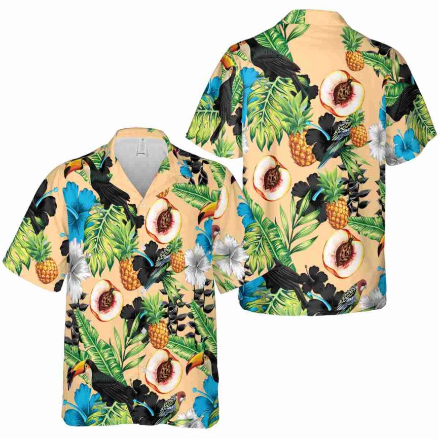 Peach Leafy Toucan Hawaiian Shirt Premium grade