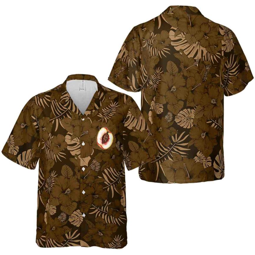 Peach Monochrome Floral Hawaiian Shirt Premium grade