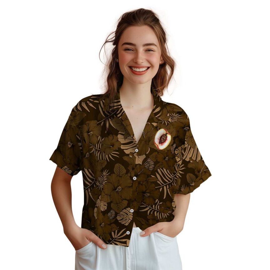 Peach Monochrome Floral Hawaiian Shirt Top rated
