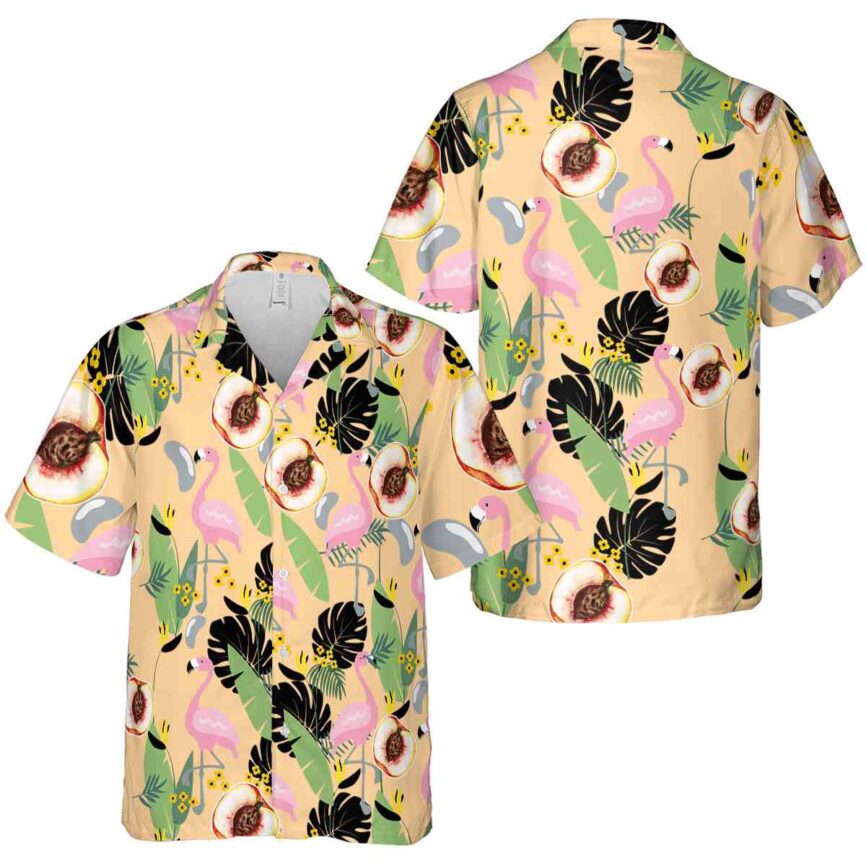 Peach Pink Flamingo Hawaiian Shirt Premium grade