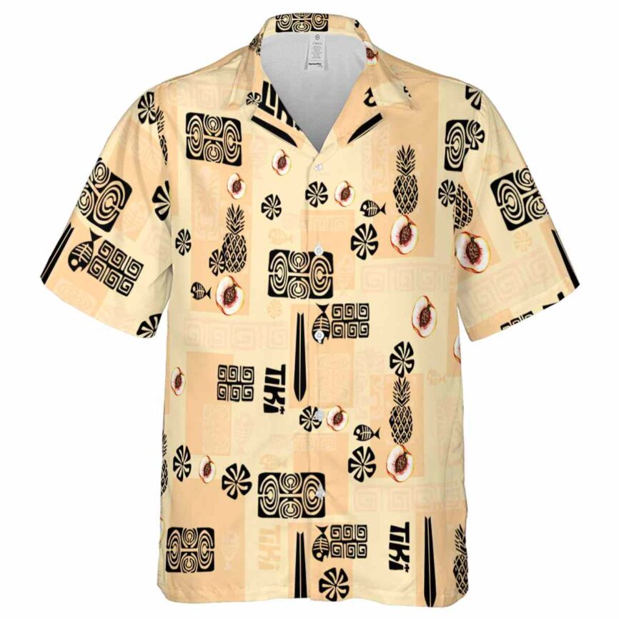 Peach Tiki Motifs Hawaiian Shirt Fashion forward