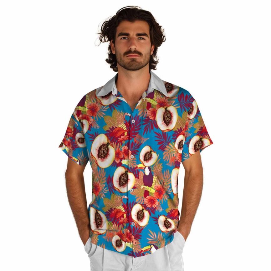 Peach Tropical Bird Hawaiian Shirt New Arrival