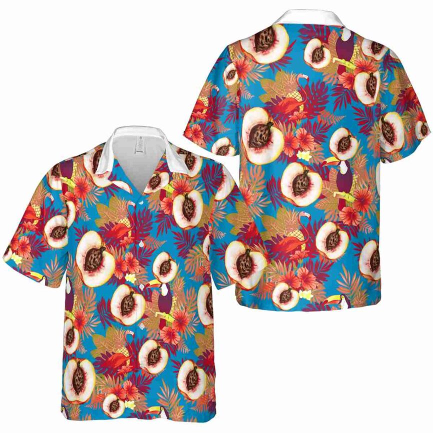 Peach Tropical Bird Hawaiian Shirt Premium grade