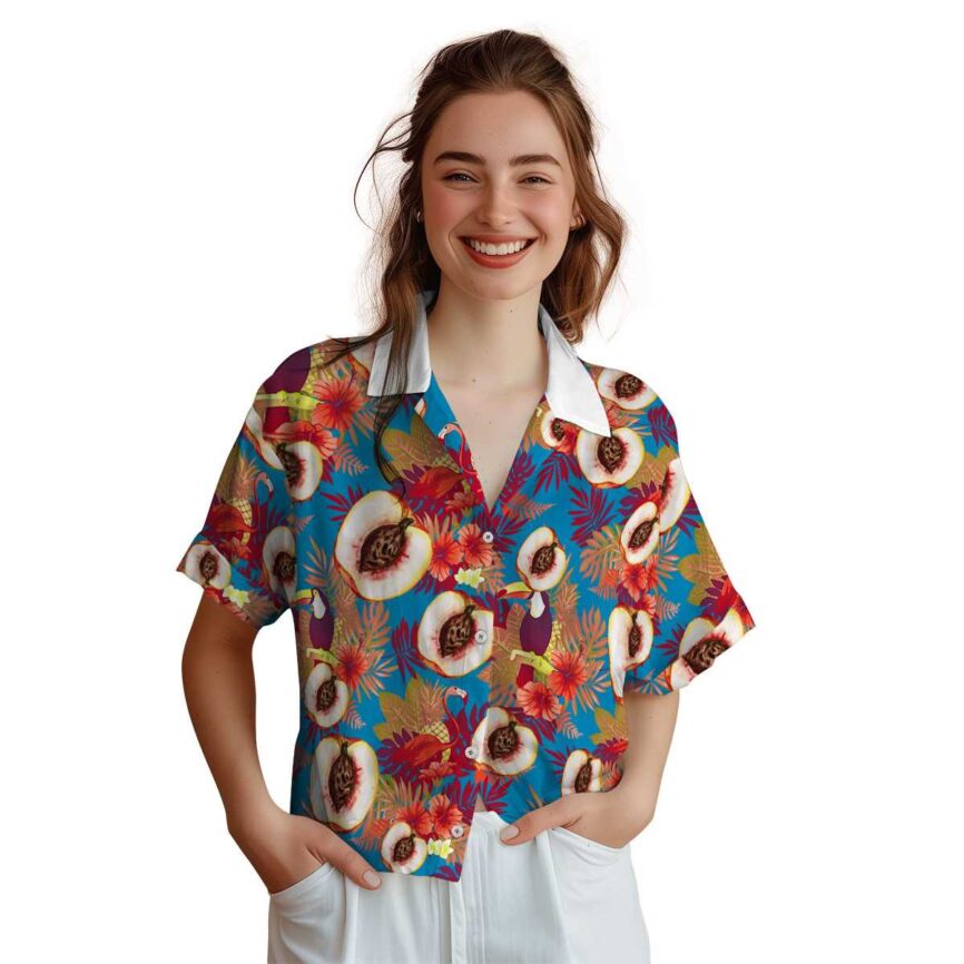 Peach Tropical Bird Hawaiian Shirt Top rated
