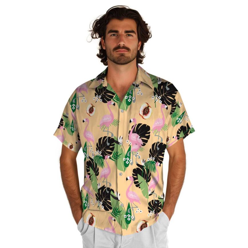 Peach Tropical Flamingo Hawaiian Shirt New Arrival