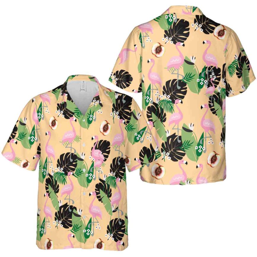Peach Tropical Flamingo Hawaiian Shirt Premium grade