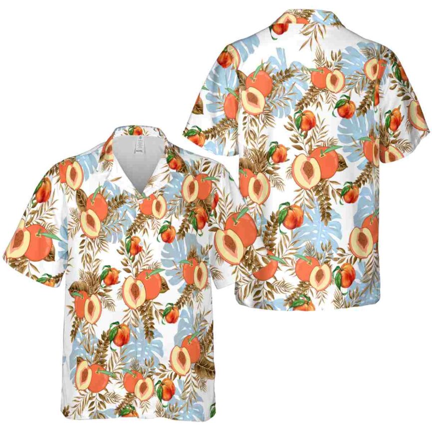Peach Tropical Fronds Hawaiian Shirt Premium grade