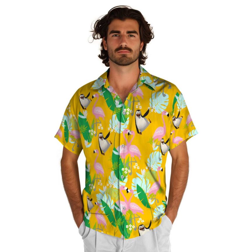 Penguin Flamingo Leaf Hawaiian Shirt New Arrival