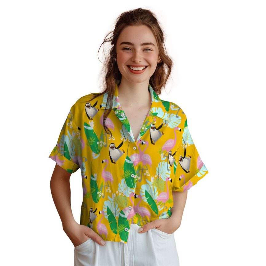 Penguin Flamingo Leaf Hawaiian Shirt Top rated