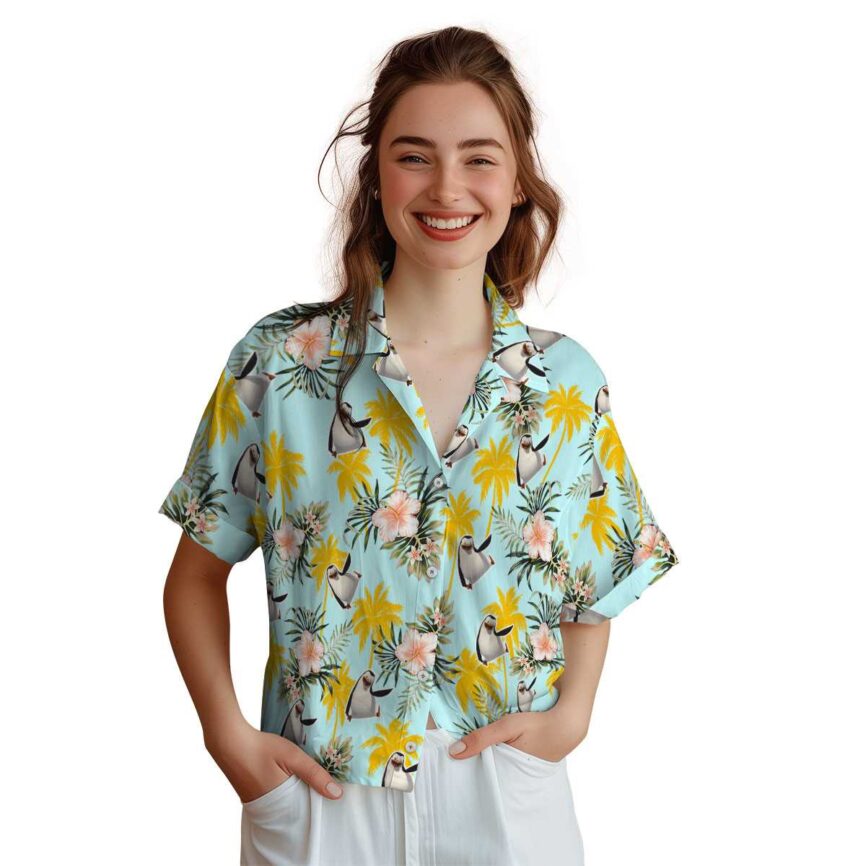 Penguin Hibiscus Palm Hawaiian Shirt Top rated