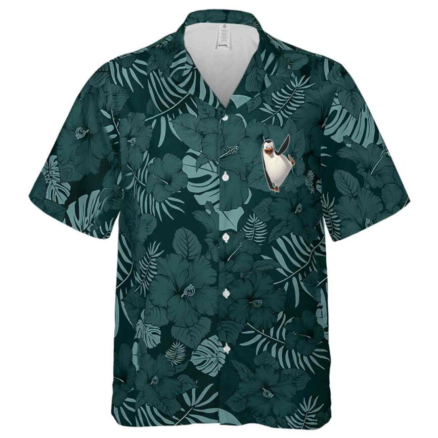 Penguin Monochrome Floral Hawaiian Shirt Fashion forward