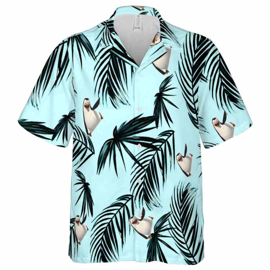 Penguin Monochrome Palm Hawaiian Shirt Fashion forward