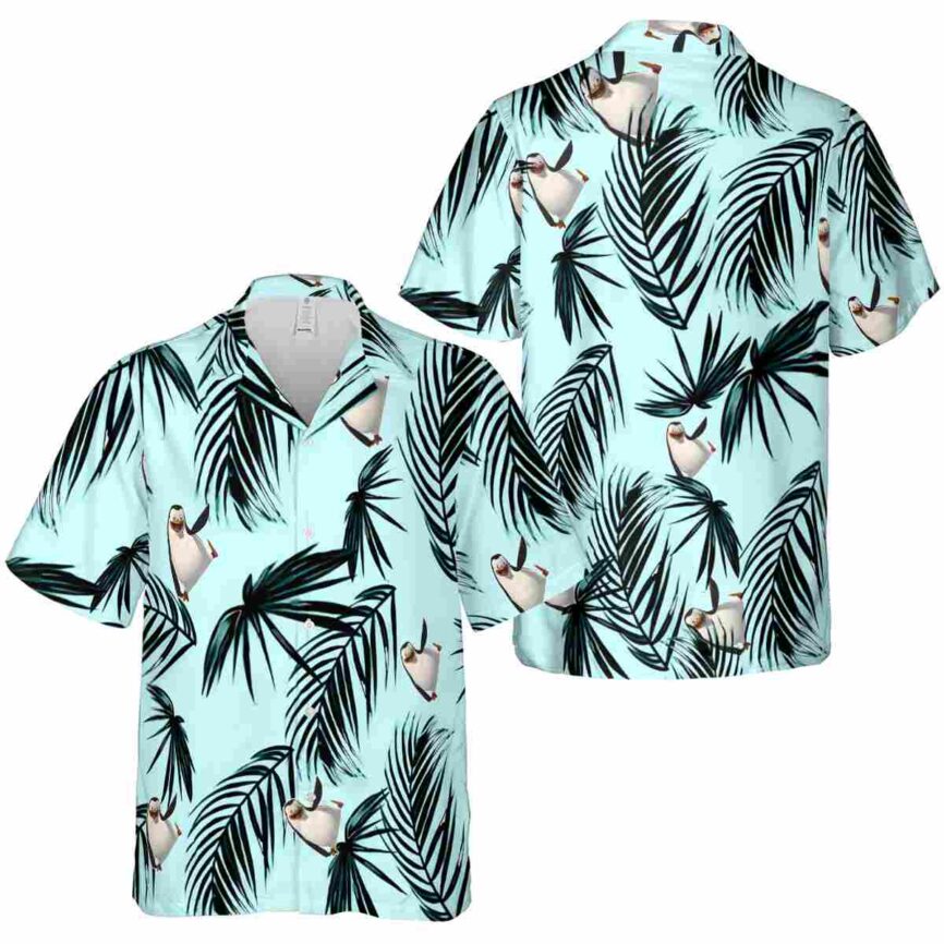 Penguin Monochrome Palm Hawaiian Shirt Premium grade