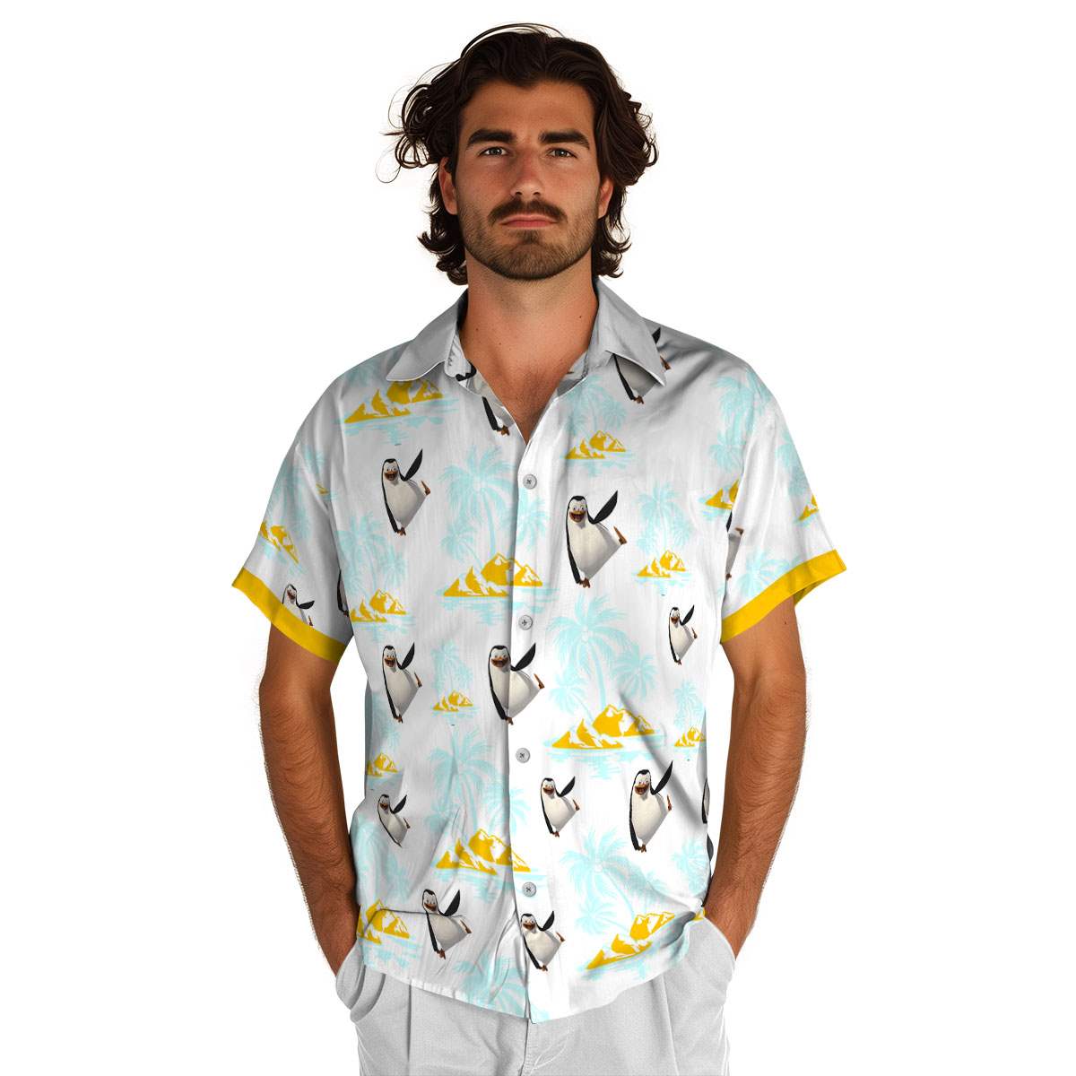 Penguin Palm Island Graphic Hawaiian Shirt New Arrival Penguin Palm Island Graphic Hawaiian Shirt New Arrival