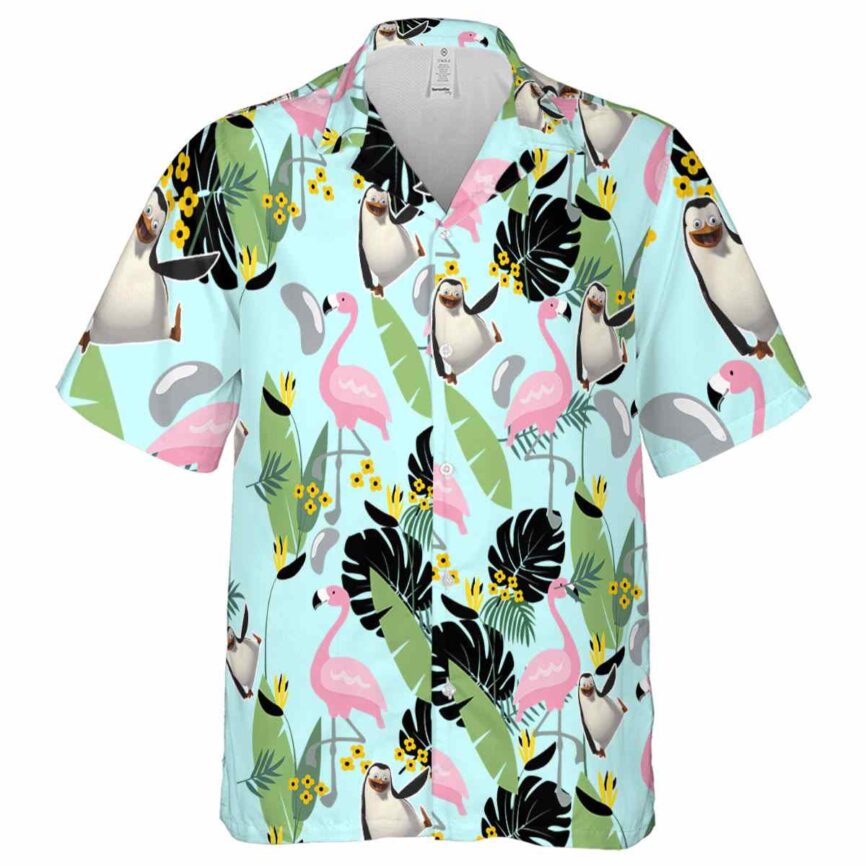 Penguin Pink Flamingo Hawaiian Shirt Fashion forward